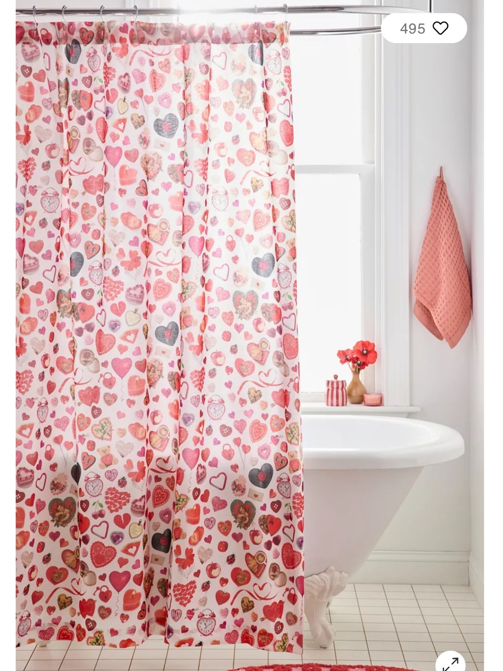 UO Home Galentine’s Collage Patterned Shower Curtain
